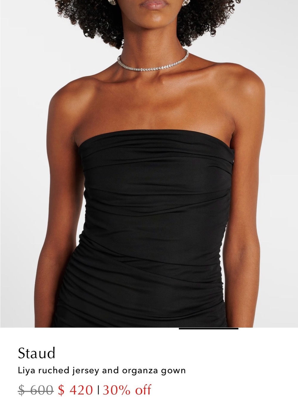 STAUD Black Ruched Jersey Top with Sheer Navy Organza Maxi Skirt - Picture 7 of 12
